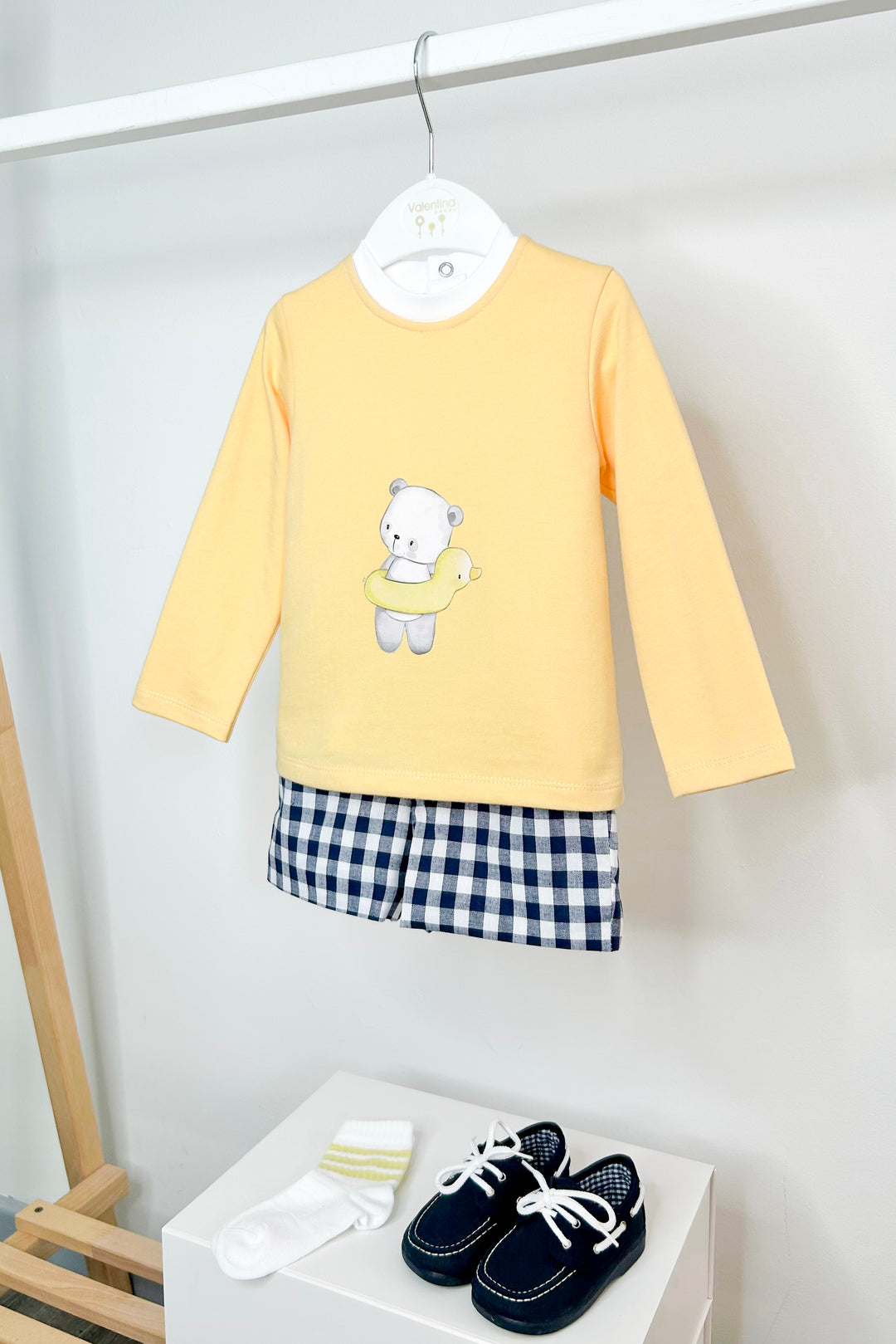 Valentina Bebés "Timothy" Sunshine Yellow 3-Piece Shorts Set | Millie and John