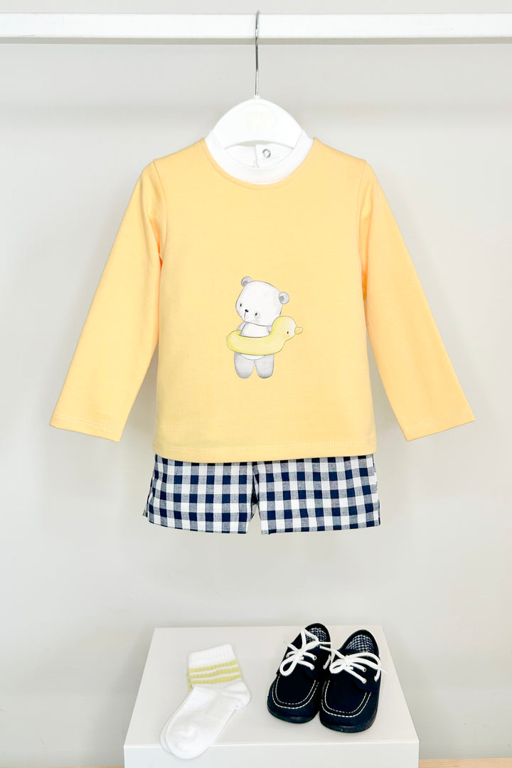 Valentina Bebés "Timothy" Sunshine Yellow 3-Piece Shorts Set | Millie and John
