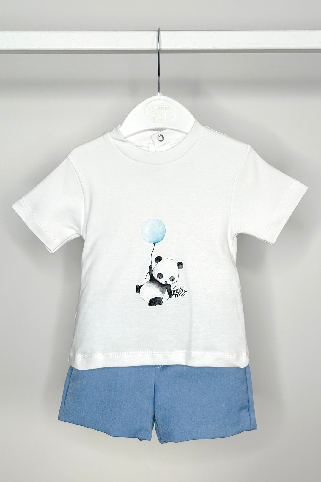 Valentina Bebés "Finnick" Blue Gingham Shirt, T-Shirt & Shorts | Millie and John