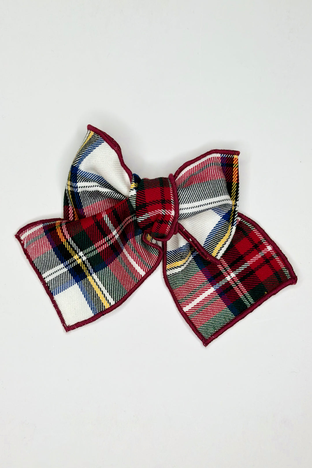 Red & Ivory Tartan Hair Bow