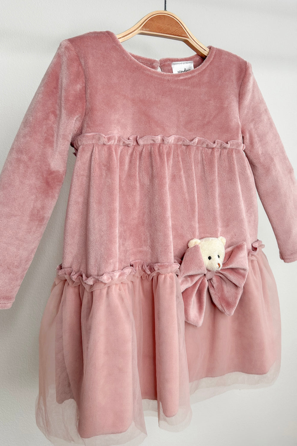 Jamiks "Lisbeth" Dusky Pink Velour Tulle Teddy Dress | Millie and John