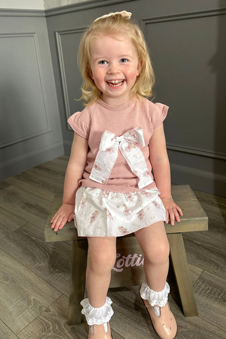 Juliana "Elspeth" Dusky Pink Ballerina Mouse Knit Top & Skirt | Millie and John