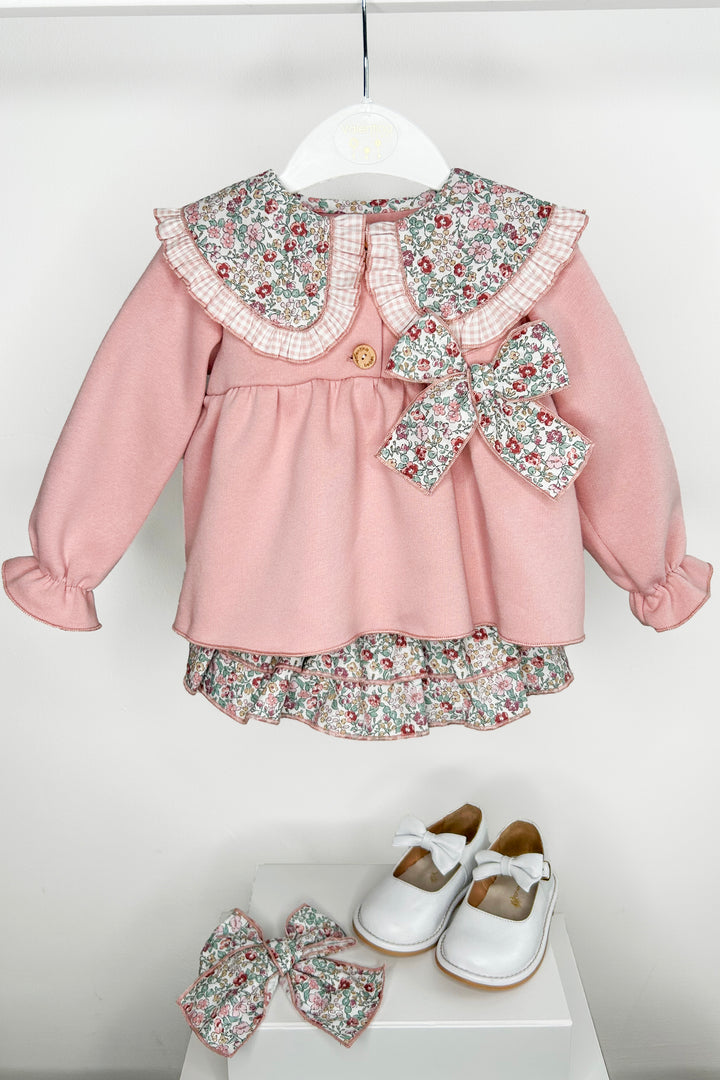 Valentina Bebes "Shelby" Dusky Pink Sweatshirt & Floral Skirt | Millie and John
