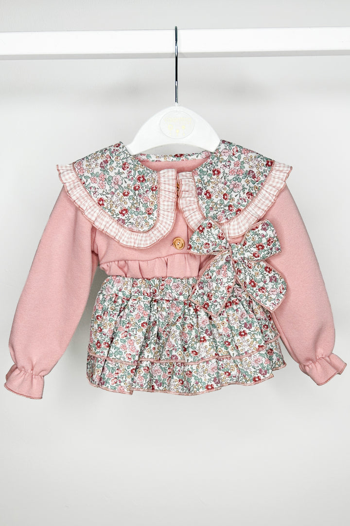 Valentina Bebes "Shelby" Dusky Pink Sweatshirt & Floral Skirt | Millie and John