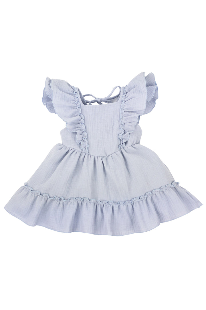 Jamiks "Mallie" Powder Blue Organic Cotton Lace Up Dress | Millie and John