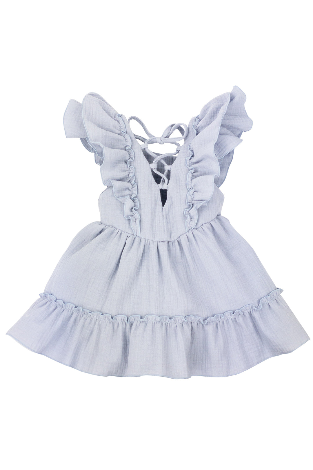 Jamiks "Mallie" Powder Blue Organic Cotton Lace Up Dress | Millie and John