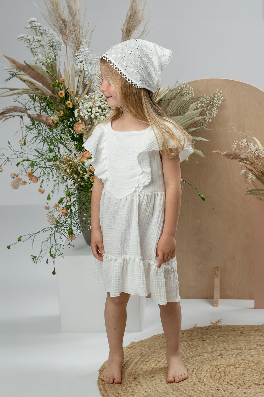 Jamiks "Mallie" Ecru Organic Cotton Lace Up Dress | Millie and John