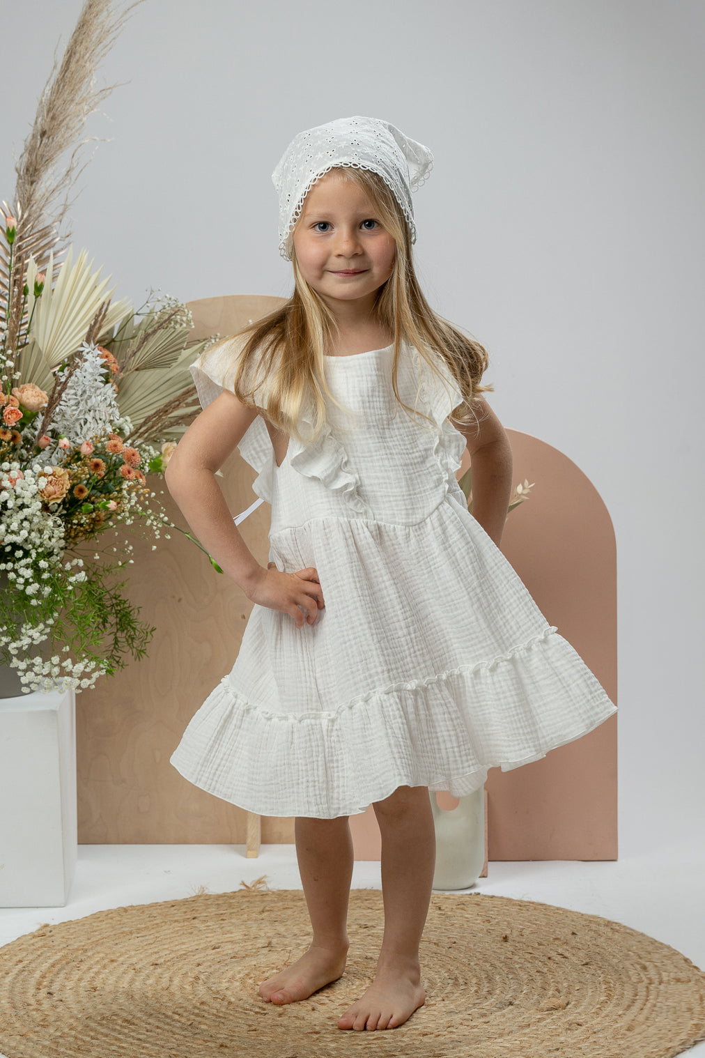 Jamiks "Mallie" Ecru Organic Cotton Lace Up Dress | Millie and John