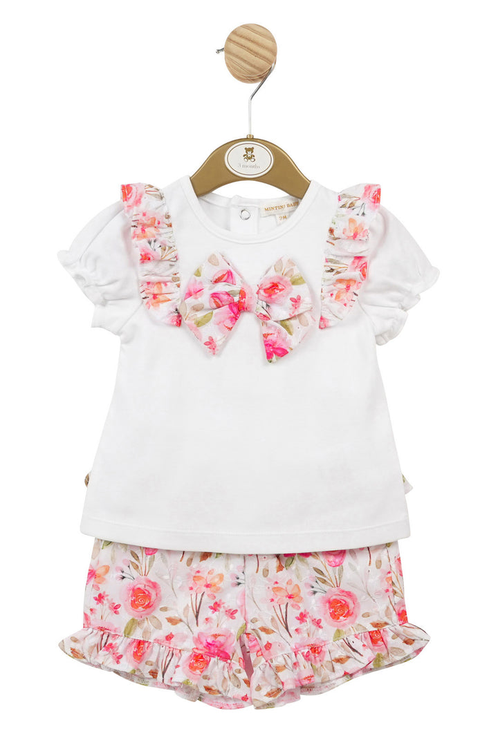 Mintini Baby "Phoebe" Hot Pink Floral Top & Shorts | Millie and John