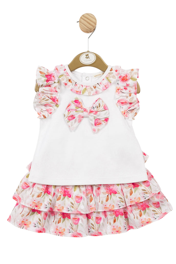 Mintini Baby "Josephine" Hot Pink Floral Top & Skirt | Millie and John