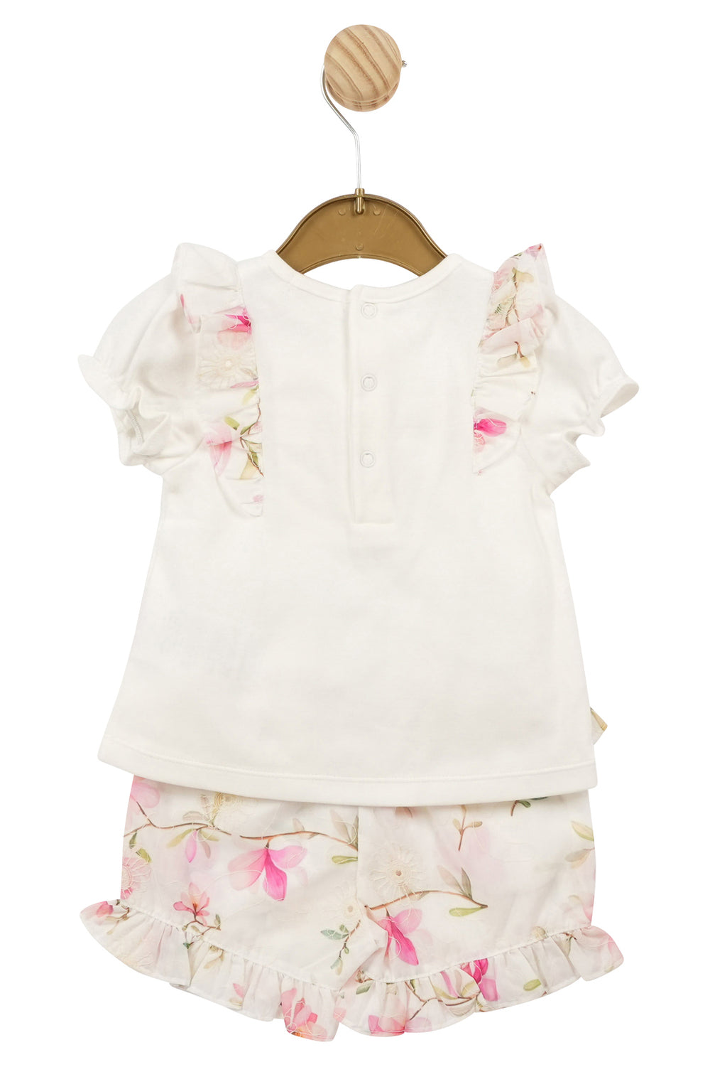 Mintini Baby "Evangeline" White & Pink Floral Top & Shorts | Millie and John