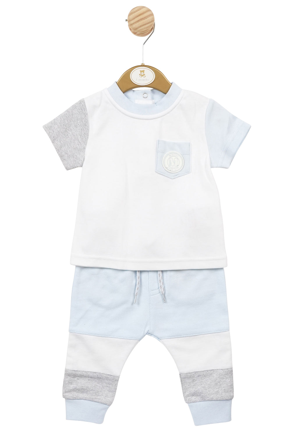 Mintini Baby "Luke" Baby Blue Colour Block Tracksuit | Millie and John