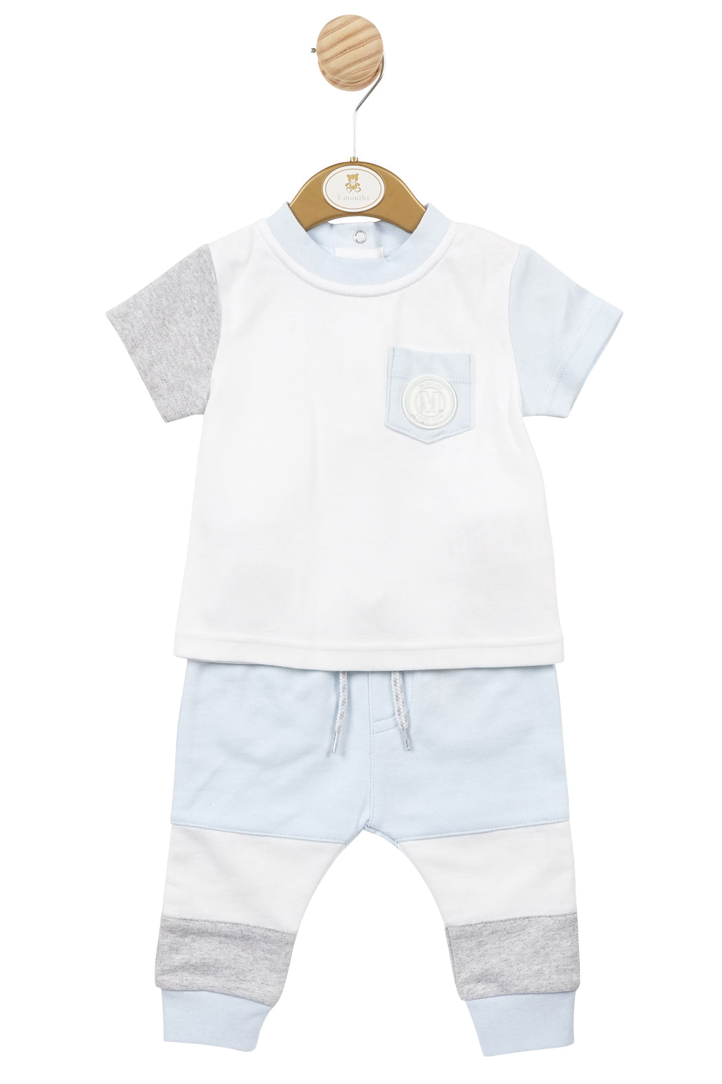 Mintini Baby "Luke" Baby Blue Colour Block Tracksuit | Millie and John