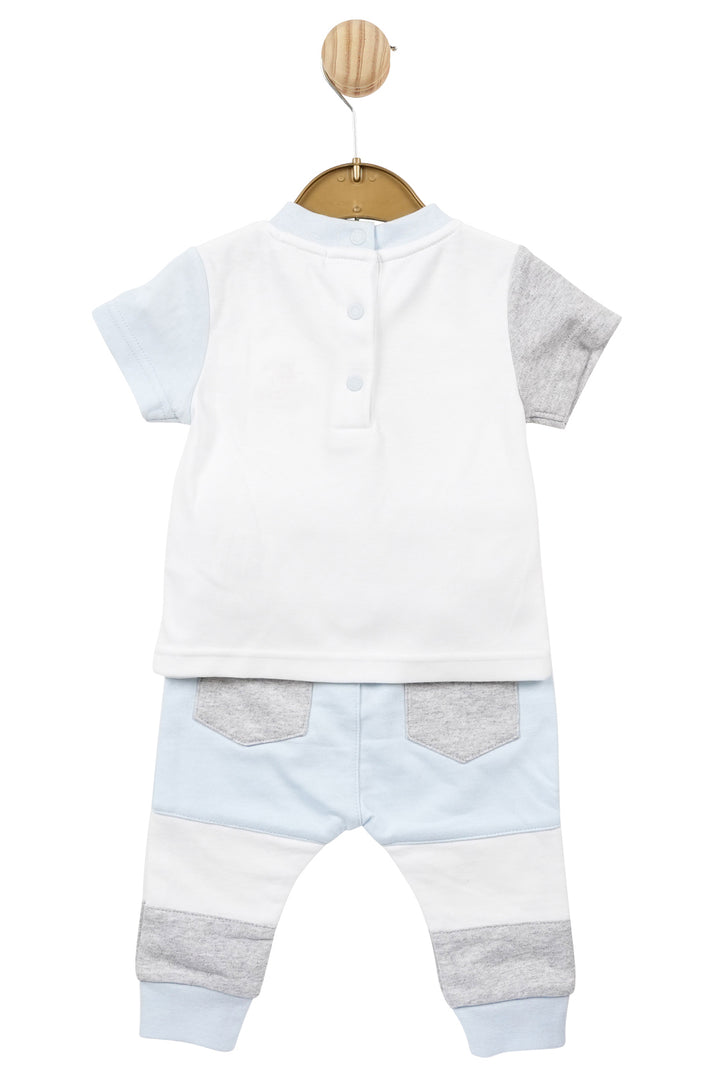 Mintini Baby "Luke" Baby Blue Colour Block Tracksuit | Millie and John