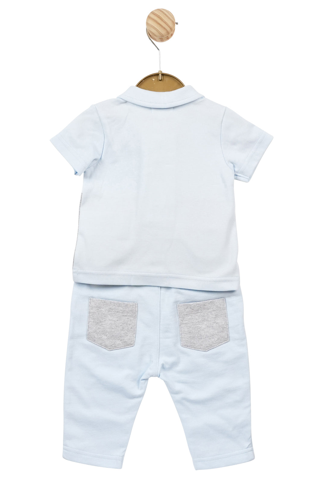 Mintini Baby "Zachariah" Baby Blue & Grey Polo Shirt & Trousers | Millie and John