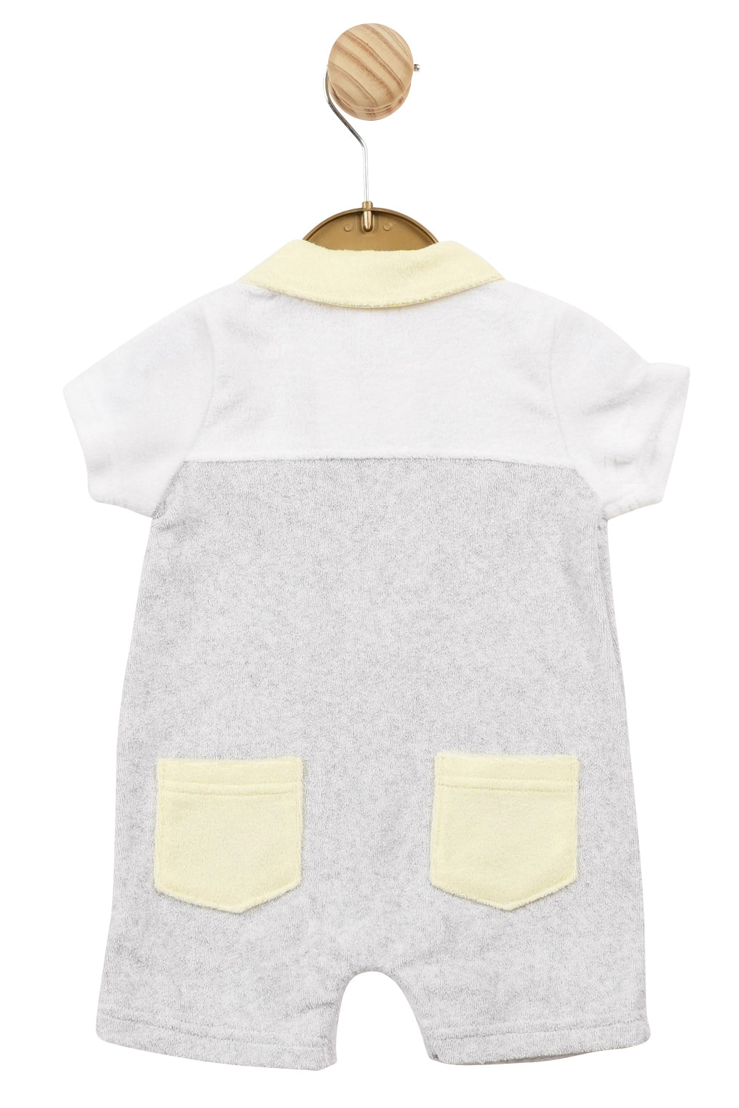 Mintini Baby "Leo" Grey & Lemon Terry Towelling Romper | Millie and John