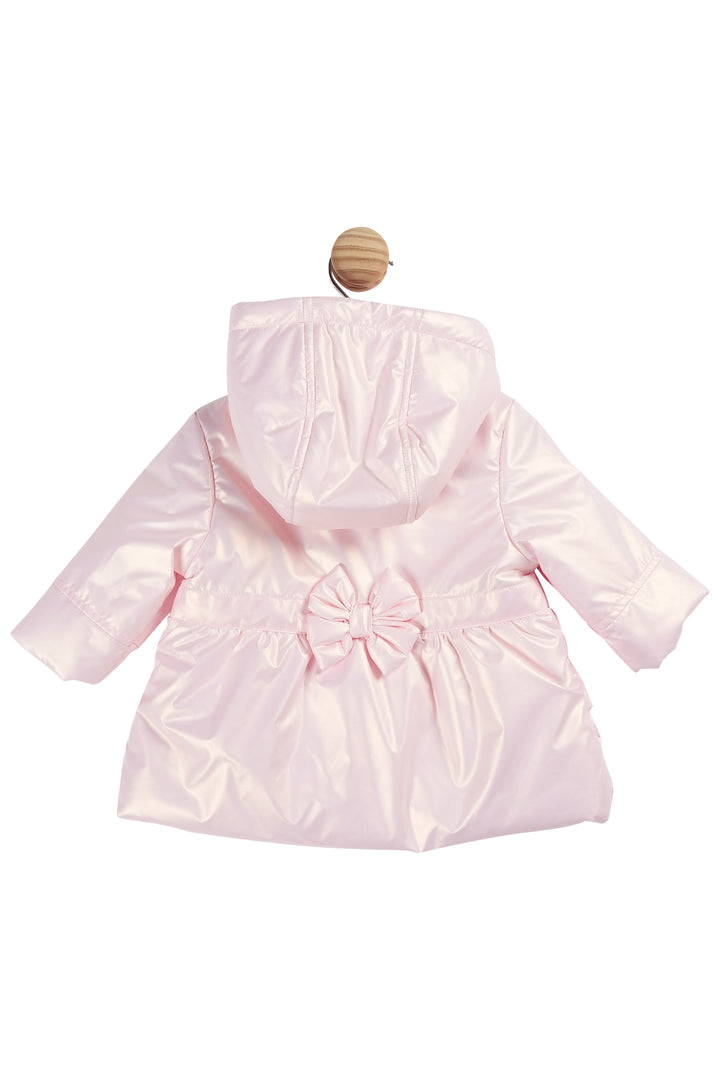 Mintini Baby Pink Iridescent Frilly Bow Coat | Millie and John