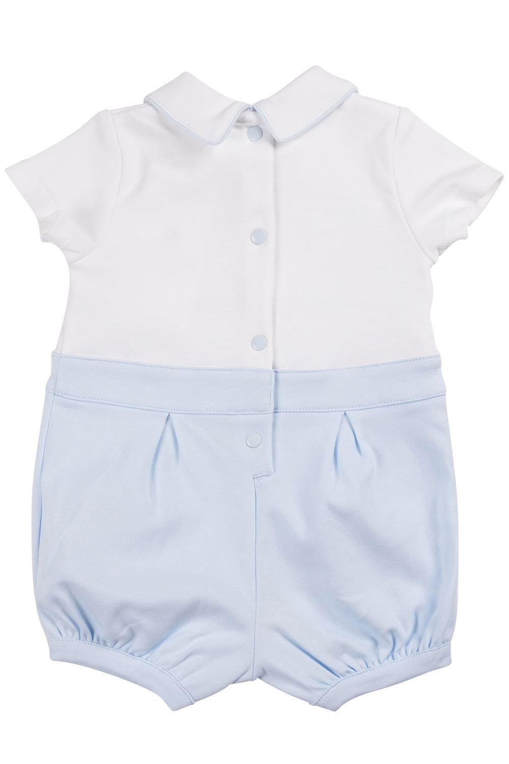 Mintini "Alexander" Baby Blue Smocked Romper | Millie and John