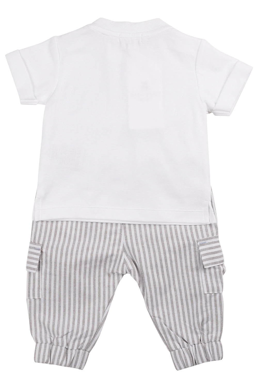 Mintini "Declan" White & Grey Striped T-Shirt & Cargo Trousers | Millie and John