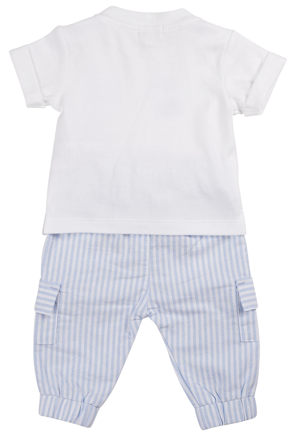 Mintini "Declan" White & Blue Striped T-Shirt & Cargo Trousers | Millie and John