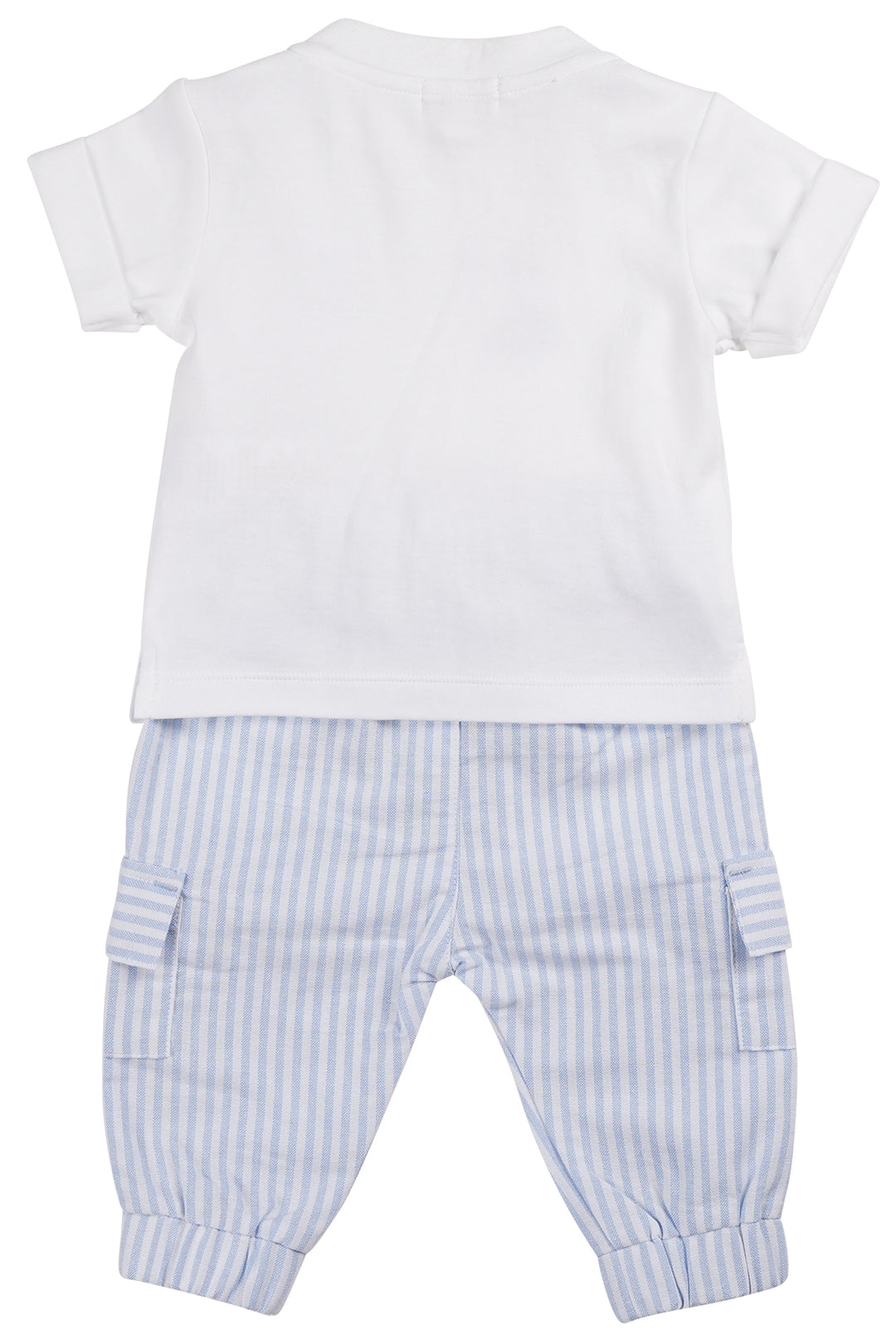 Mintini "Declan" White & Blue Striped T-Shirt & Cargo Trousers | Millie and John