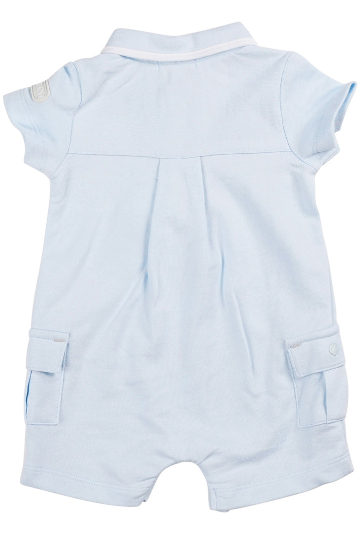 Mintini "Dylan" Baby Blue Cargo Romper | Millie and John