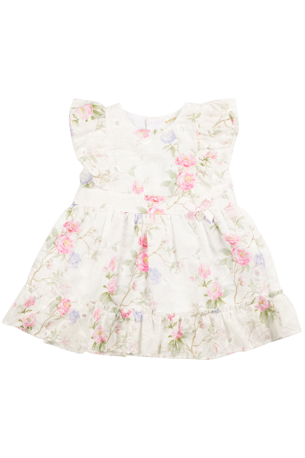 Mintini "Polly" Ivory & Pink Floral Broderie Dress | Millie and John