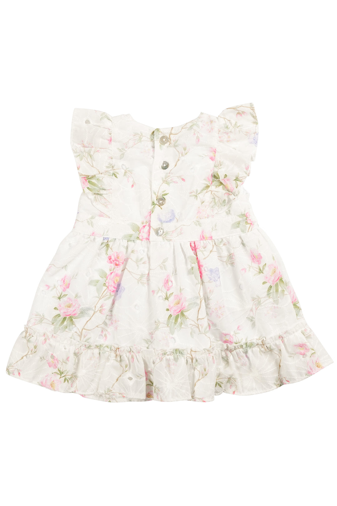Mintini "Polly" Ivory & Pink Floral Broderie Dress | Millie and John