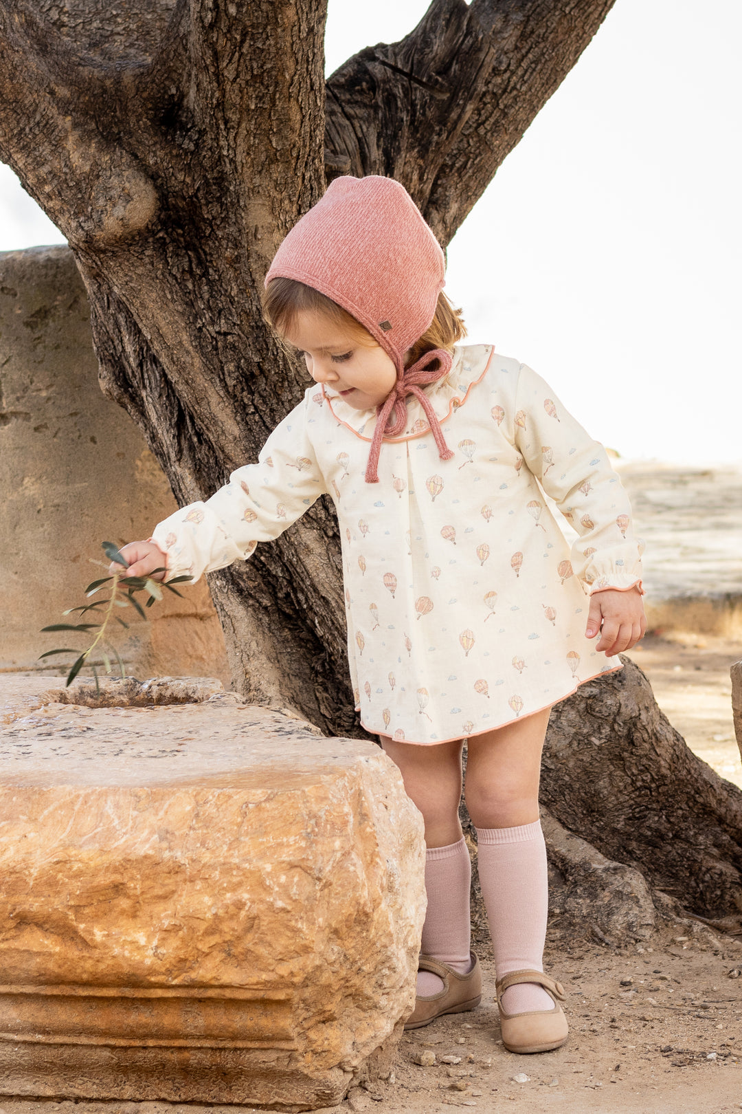Calamaro "Sylvie" Dusky Coral Hot Air Balloon Dress & Bloomers | Millie and John