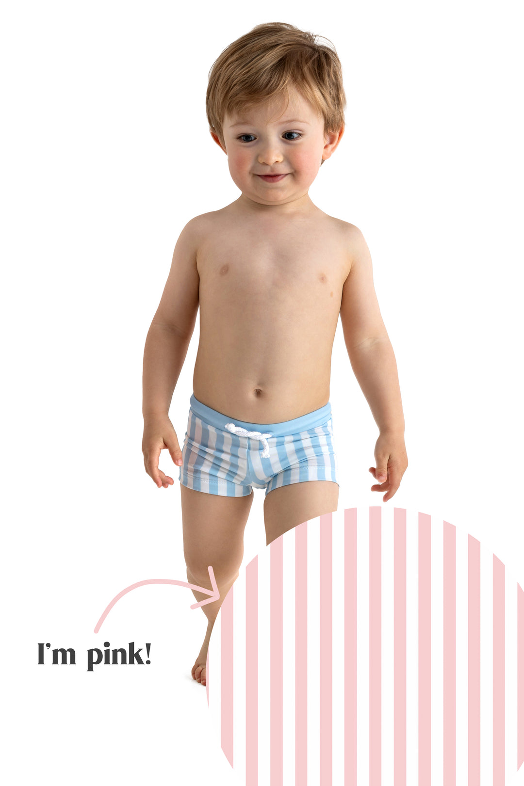 Meia Pata PINK STRIPES Lycra Swim Shorts | Millie and John