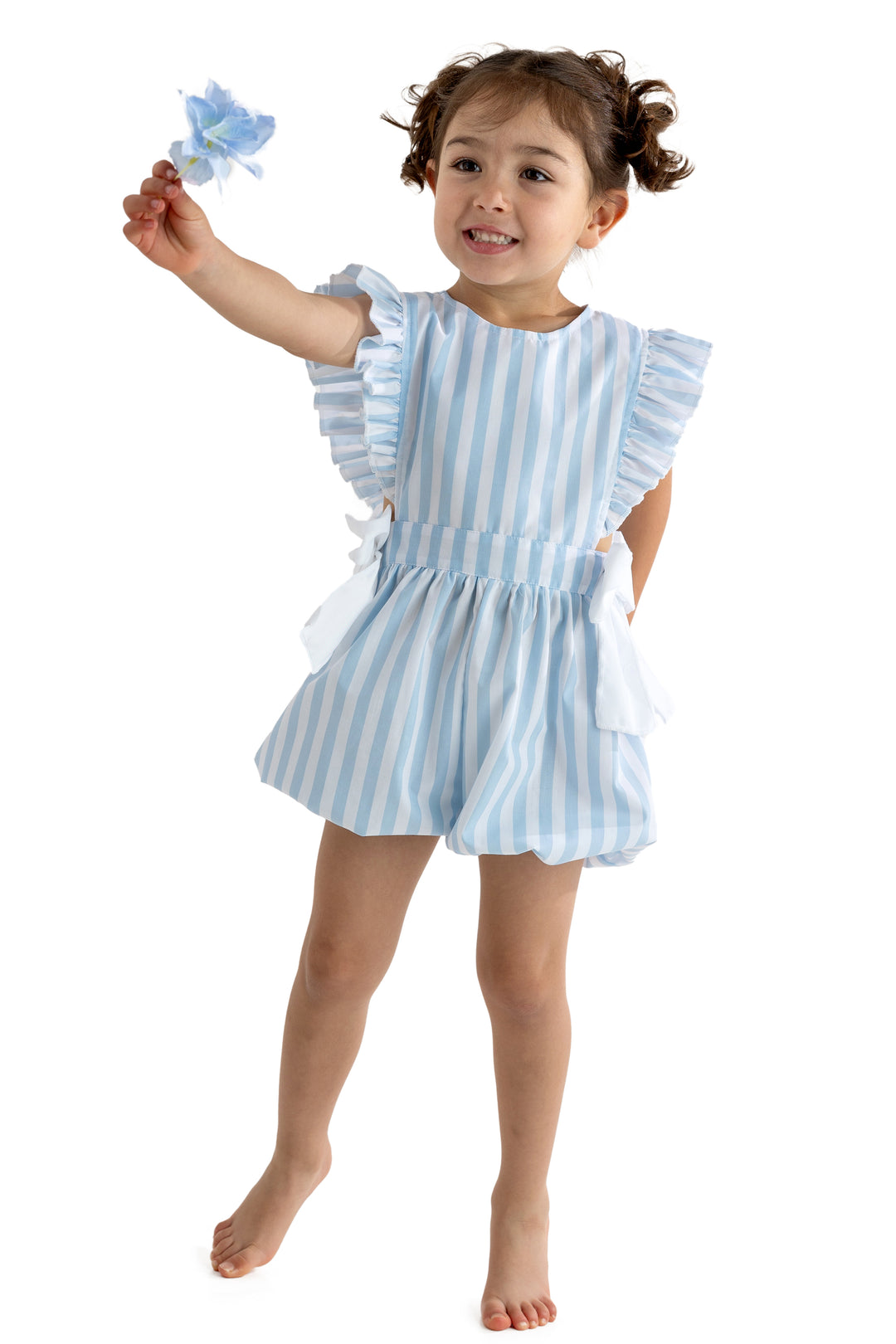 Meia Pata BLUE STRIPES Cotton Playsuit | Millie and John