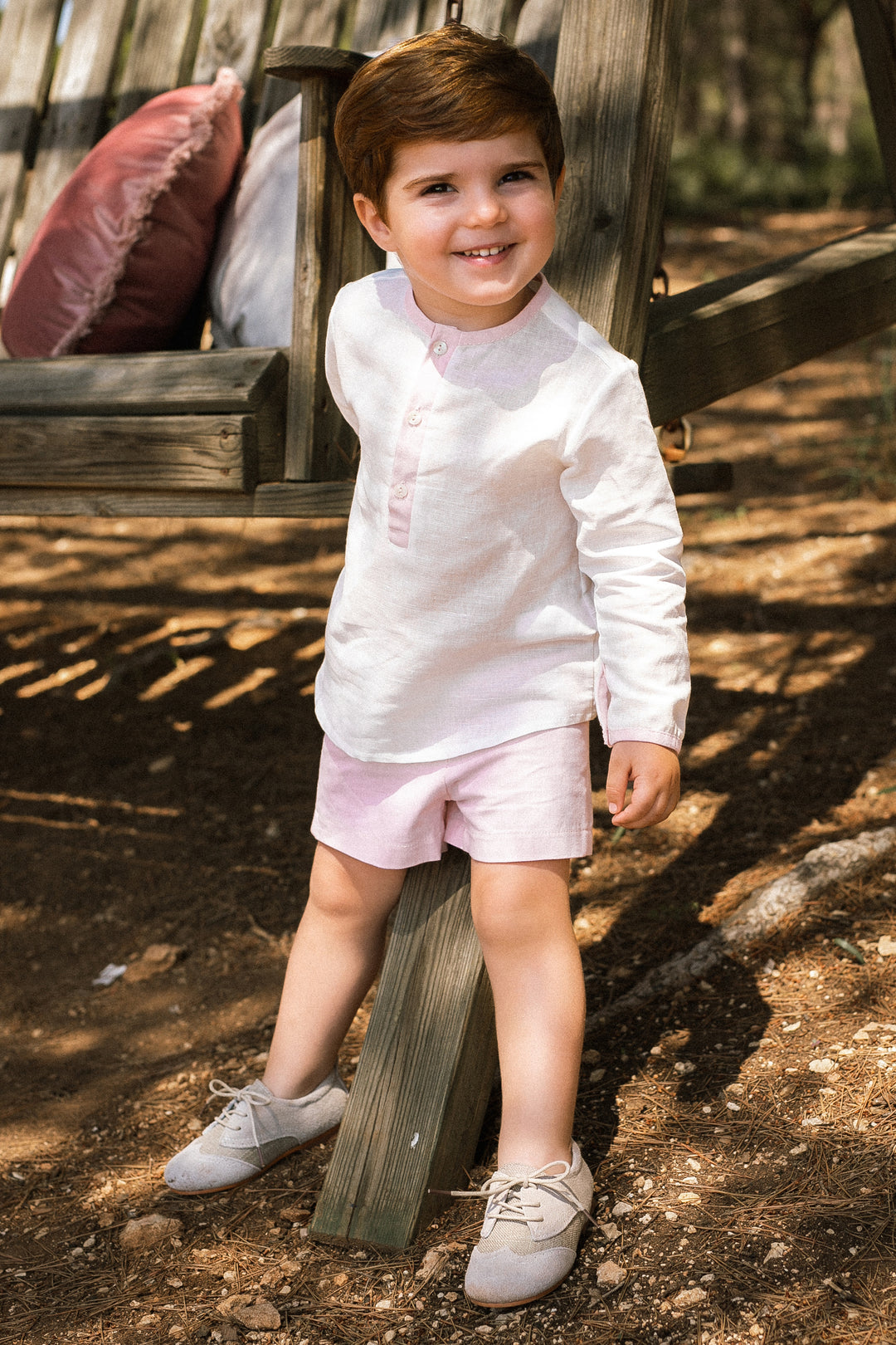 Mac Ilusión "Zion" Ivory Shirt & Pale Pink Shorts | Millie and John