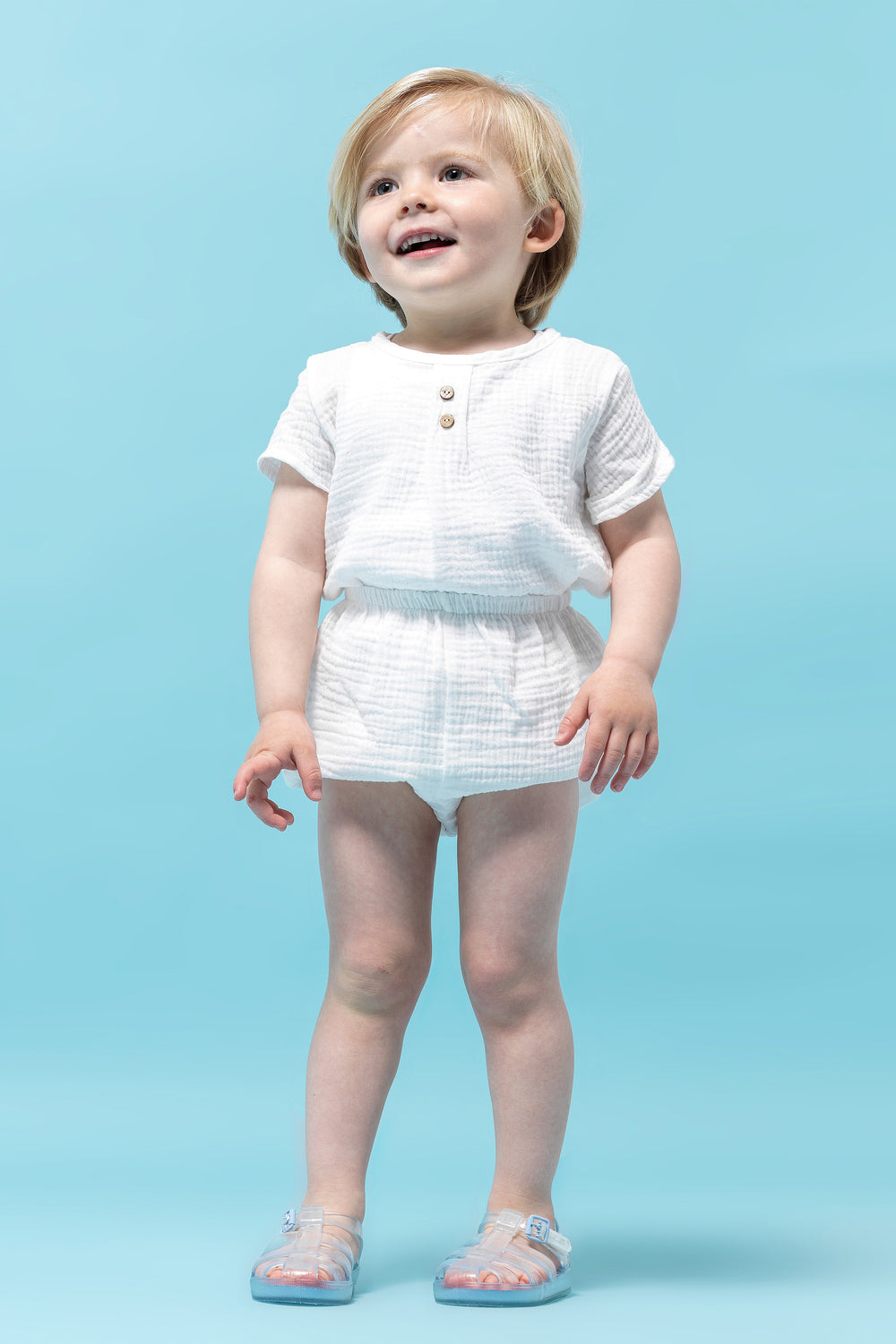 Marena "Monaco" Clear & Blue Jelly Sandals | Millie and John