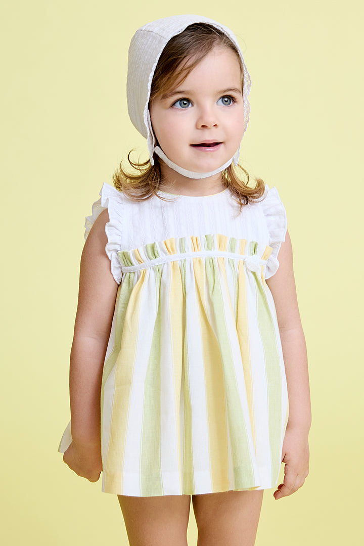 Martín Aranda "Larissa" Lemon & Lime Striped Dress & Bloomers | Millie and John