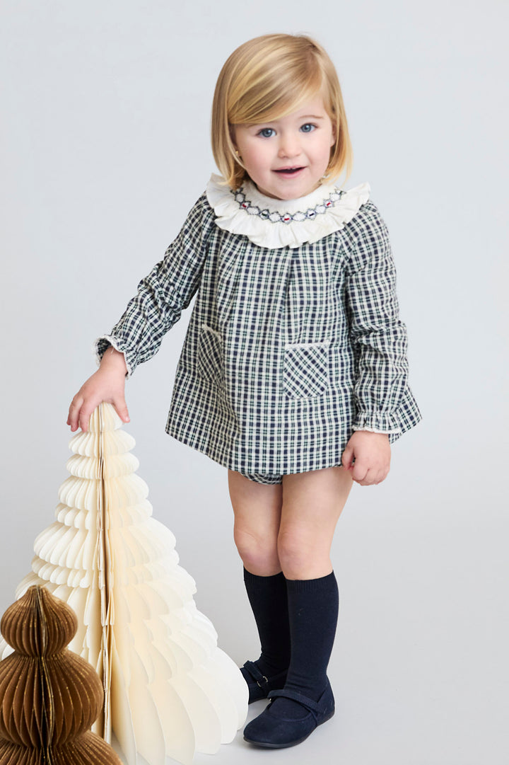 Martín Aranda "Arabella" Navy Tartan Dress & Bloomers | Millie and John