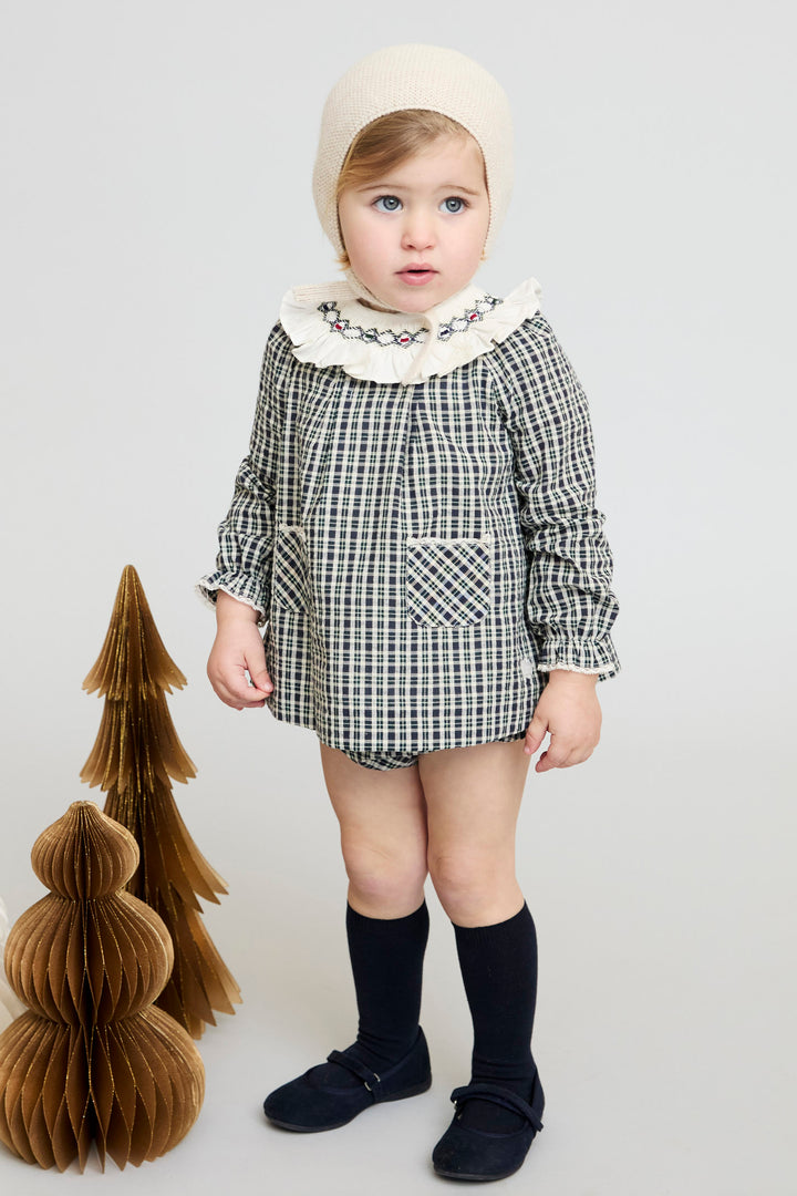 Martín Aranda "Arabella" Navy Tartan Dress & Bloomers | Millie and John