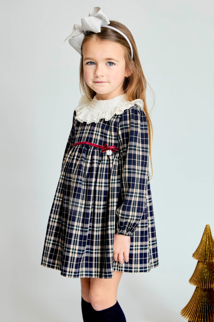 Martín Aranda "Eva" Navy Tartan Dress | Millie and John