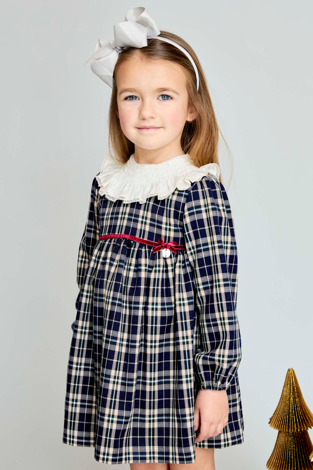 Martín Aranda "Eva" Navy Tartan Dress | Millie and John