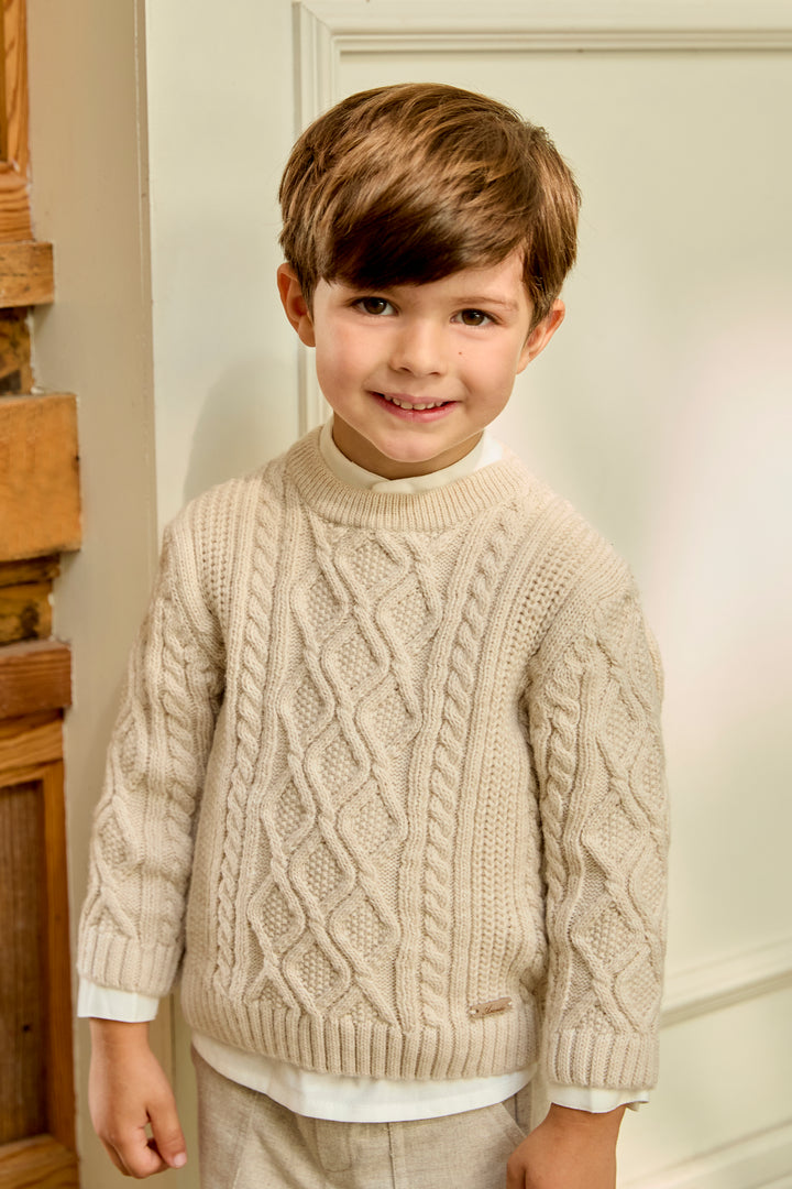 Martín Aranda "Alonzo" Beige Cable Knit Jumper | Millie and John