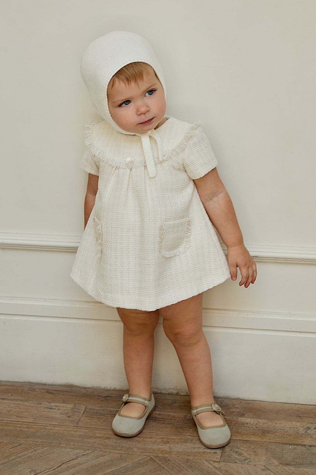 Martín Aranda "Sabina" Cream Shimmer Tweed Dress & Bloomers | Millie and John