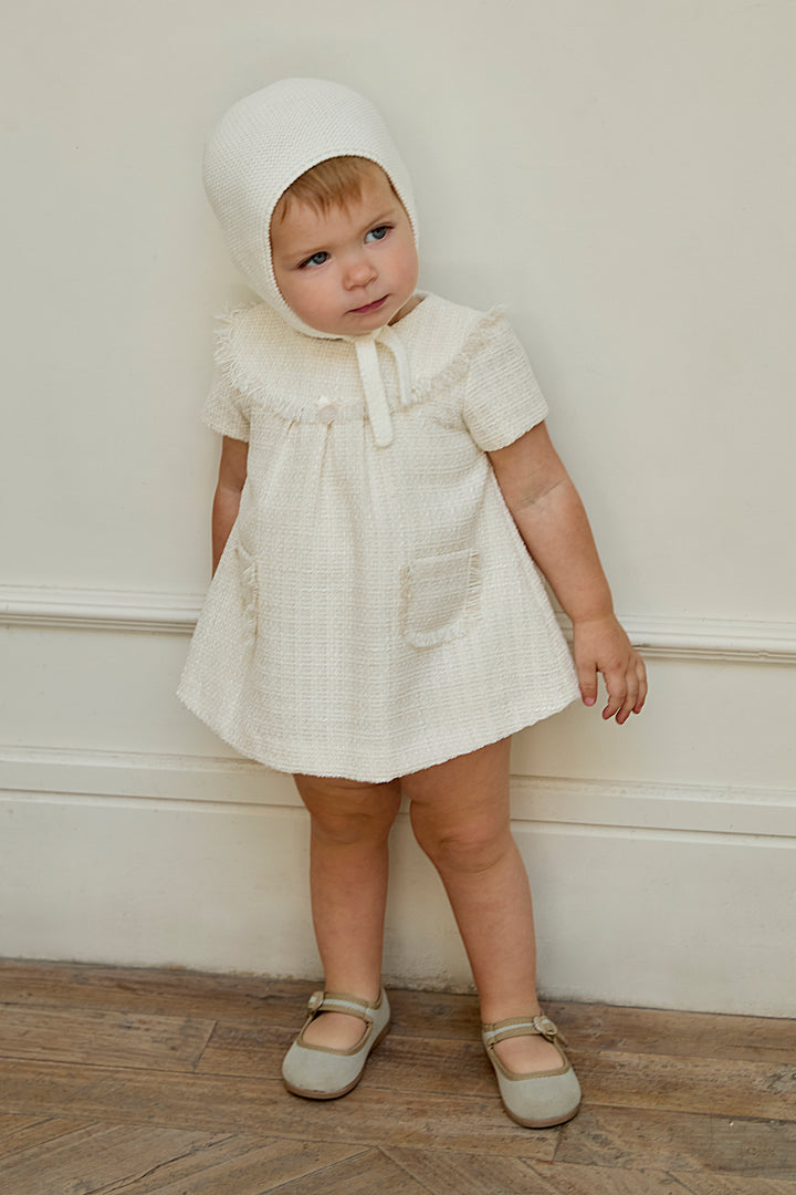 Martín Aranda "Sabina" Cream Shimmer Tweed Dress & Bloomers | Millie and John