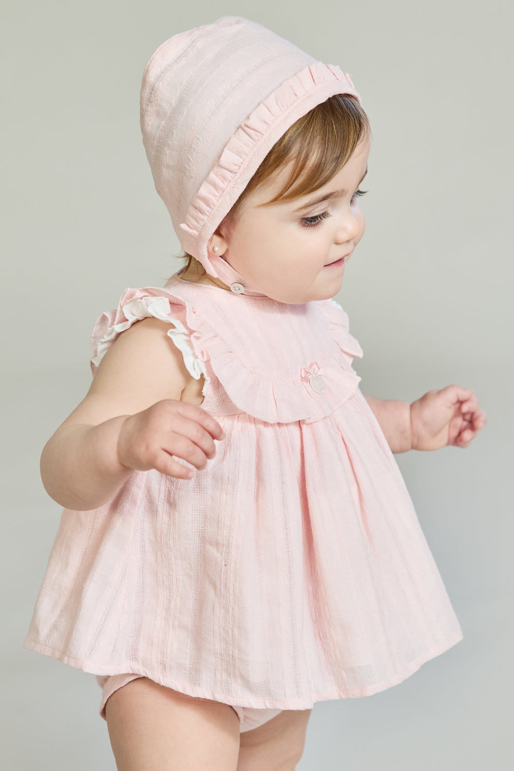 Martín Aranda "Genevieve" Blush Pink Ruffle Dress & Bloomers | Millie and John