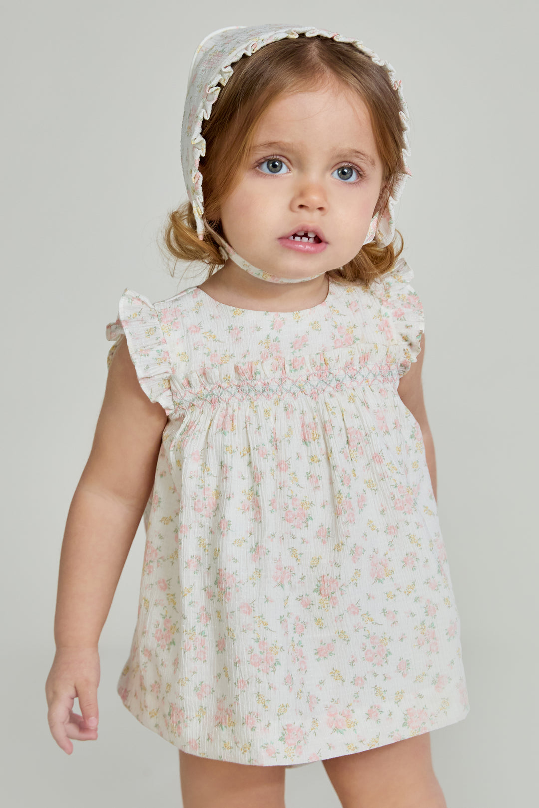 Martín Aranda "Isadora" Floral Seersucker Dress & Bloomers | Millie and John