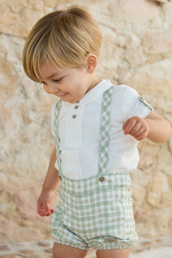 Martín Aranda "Maxwell" Sage Green Gingham Jam Pants & Shirt | Millie and John