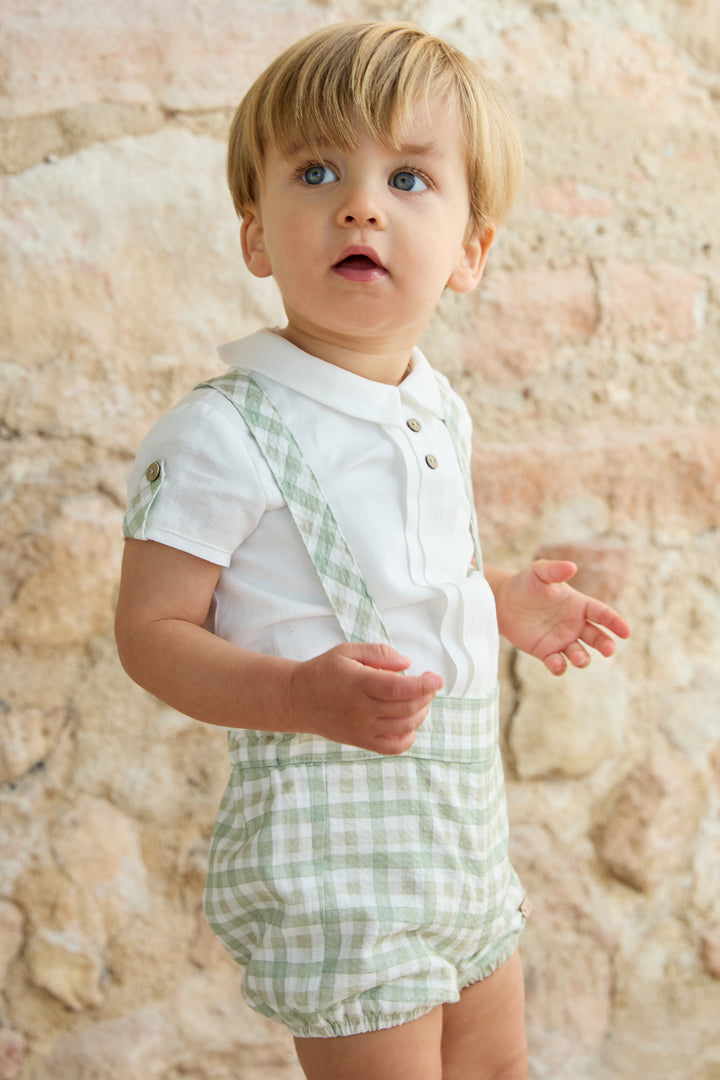 Martín Aranda "Maxwell" Sage Green Gingham Jam Pants & Shirt | Millie and John