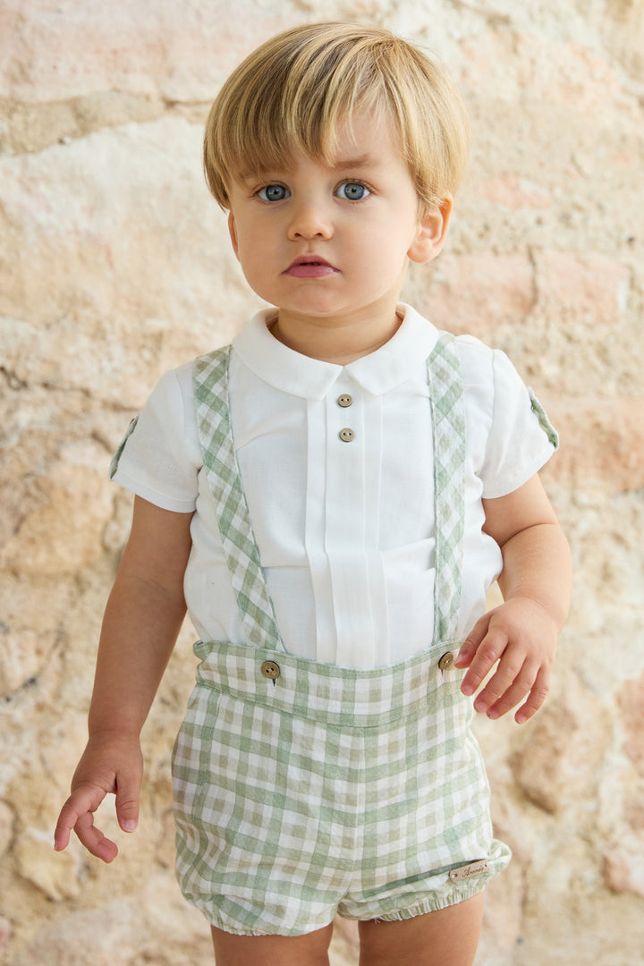 Martín Aranda "Maxwell" Sage Green Gingham Jam Pants & Shirt | Millie and John