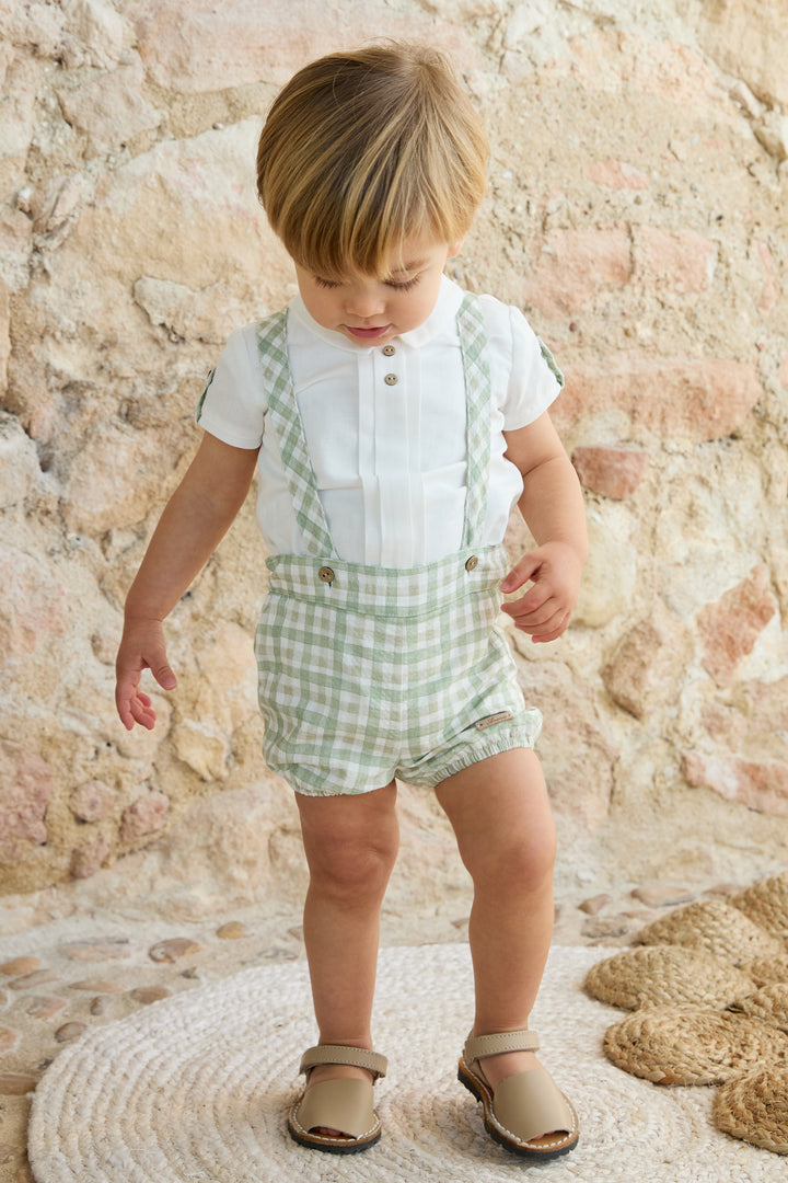 Martín Aranda "Maxwell" Sage Green Gingham Jam Pants & Shirt | Millie and John