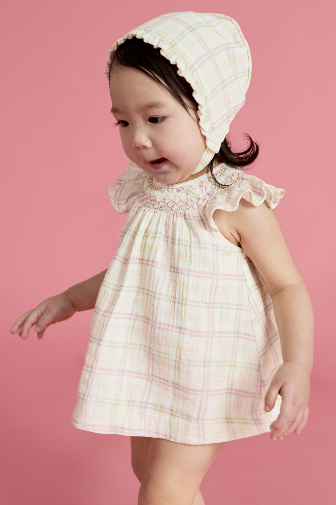 Martín Aranda "Beatrix" Pastel Check Smocked Dress & Bloomers | Millie and John