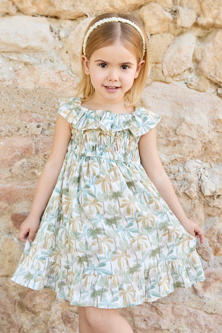 Martín Aranda "Sylvie" Sage Green Palm Tree Dress | Millie and John
