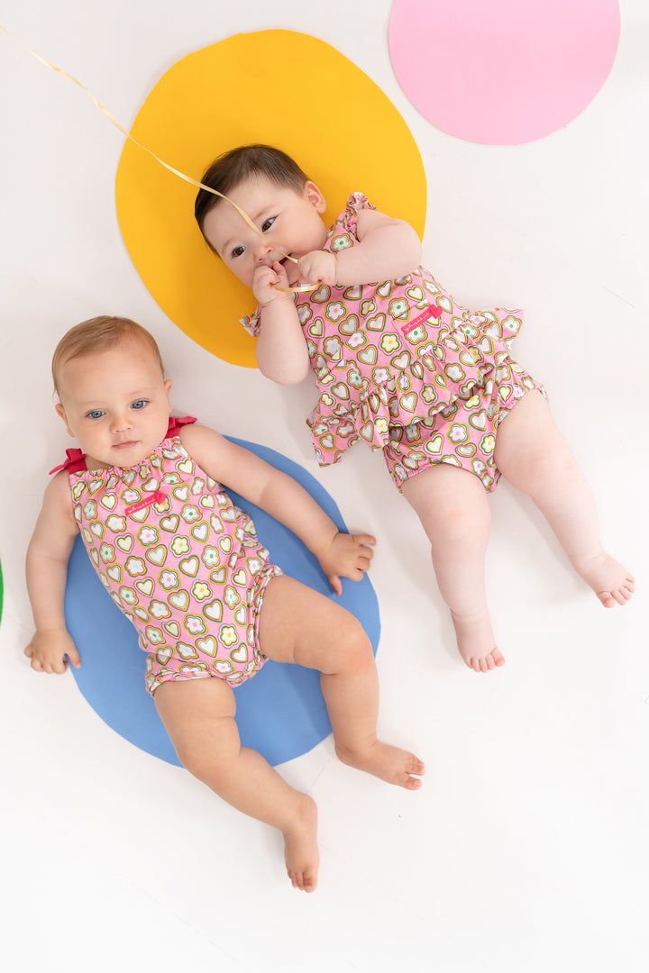Agatha Ruíz de la Prada "Leanna" Pink, Yellow & Green Retro Floral Playsuit | Millie and John